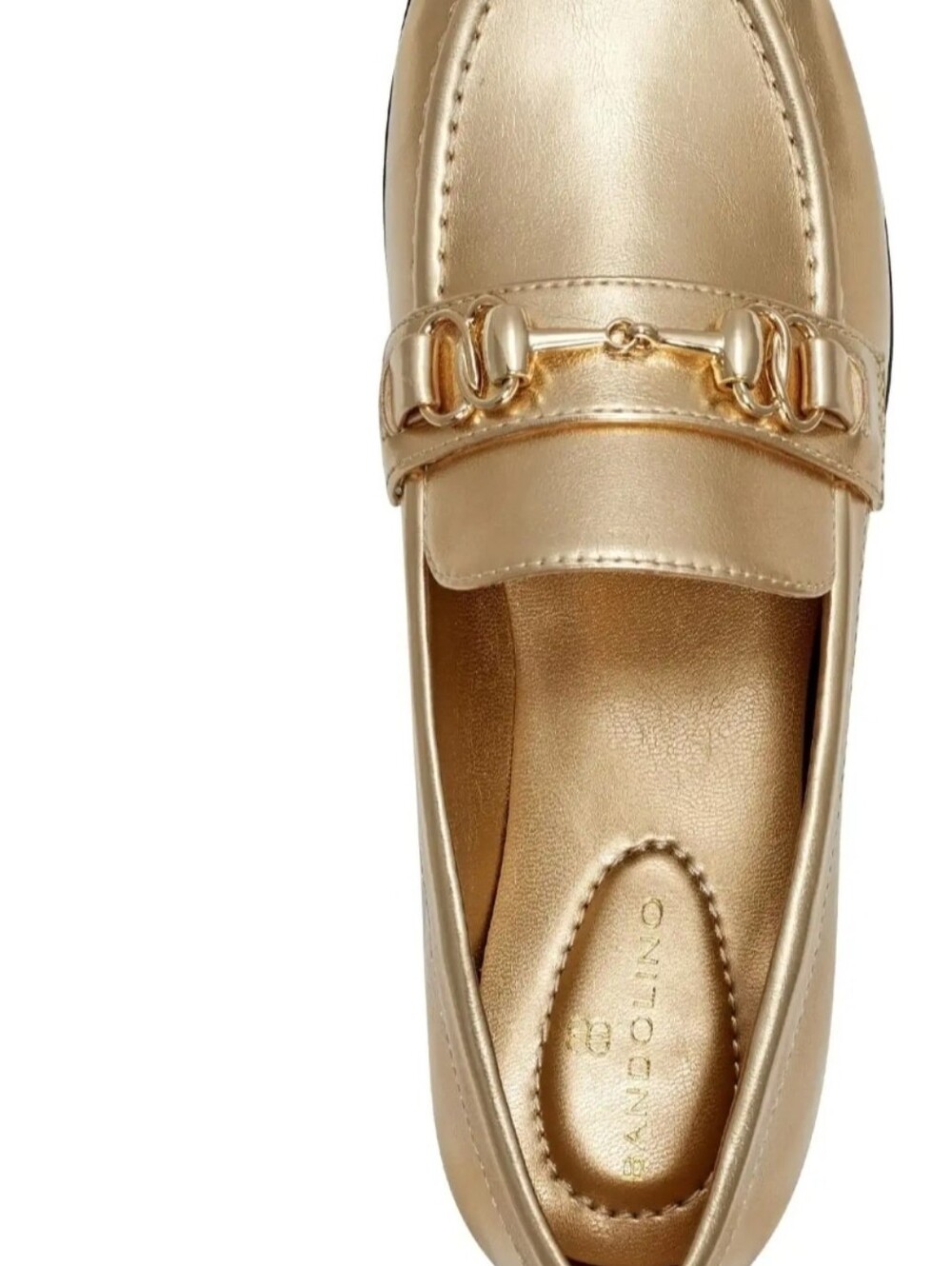 Bandolino Laly Metallic Gold Loafers Slip-On Almond Toe Polished Chain 8.5 Women - Picture 8 of 16
